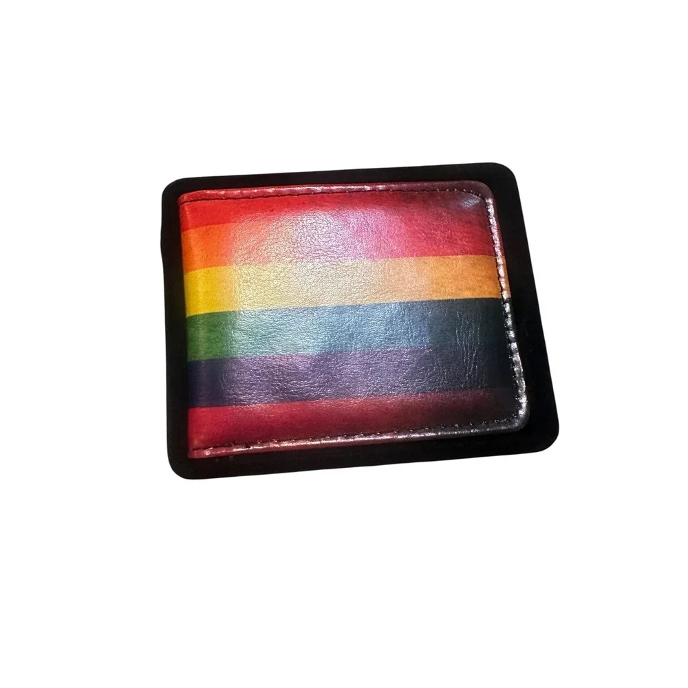 NEW Buckle-Down Rainbow Stripe Vegan Leather Bifold Wallet Mens Womens Accessory